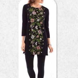 J Jill Floral Black Knit Floral Black Tunic